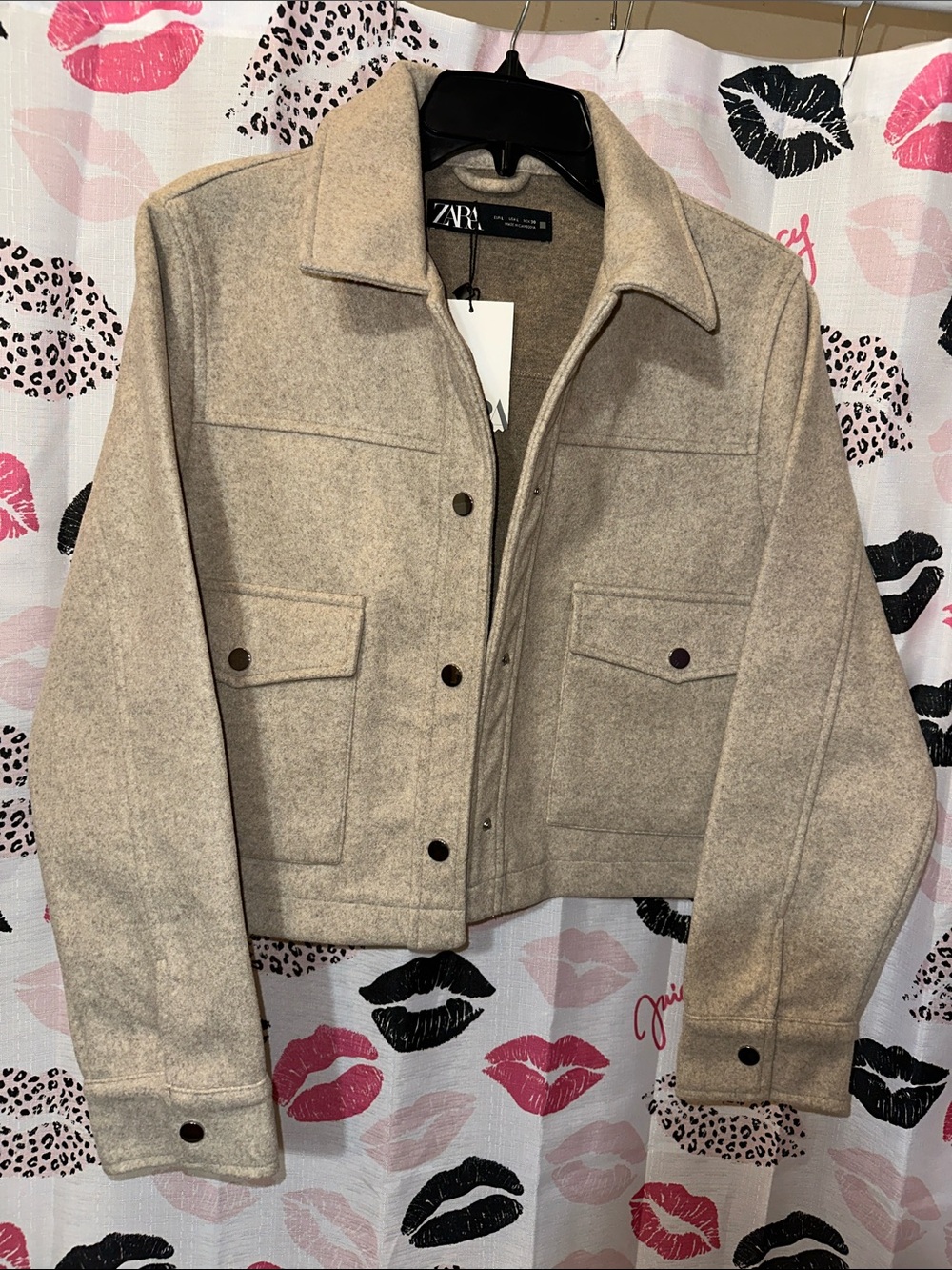 ZARA Beige Cropped Utility Jacket